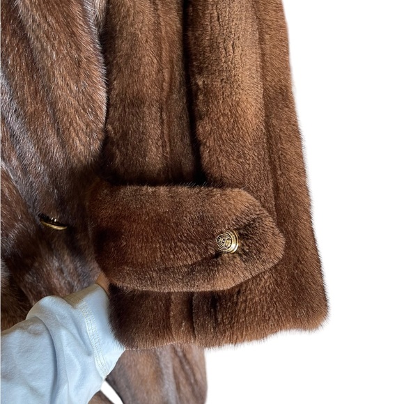 2XL + Mahogany Mink Fur Coat Real Fur Genuine Fur Unisex XXL Sable - Picture 14 of 15